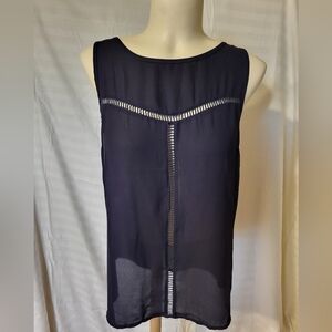 Alythea Classic Navy Blue Sleeveless  Blouse, Size Small